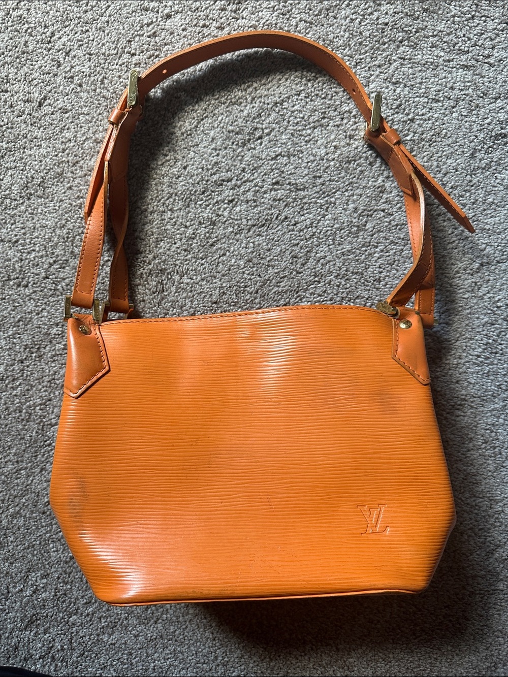 Louis Vuitton Orange Mandara PM Epi Leather Shoulder Bag with Gold Hardware